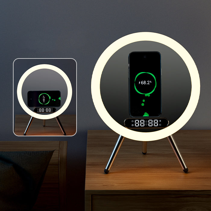 2023 New Multi -function LED Mirror Alarm Clock Wireless Charger Digital Clock Time USB Table Clock