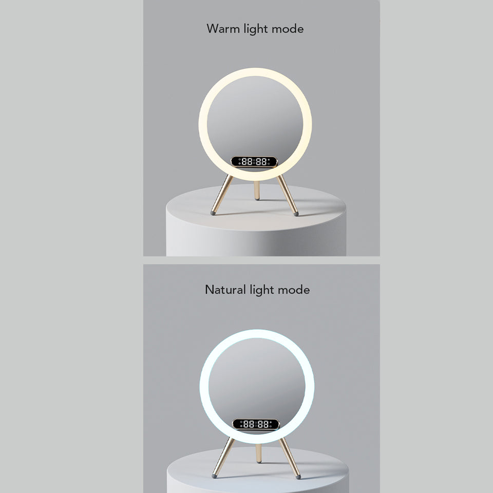 2023 New Multi -function LED Mirror Alarm Clock Wireless Charger Digital Clock Time USB Table Clock